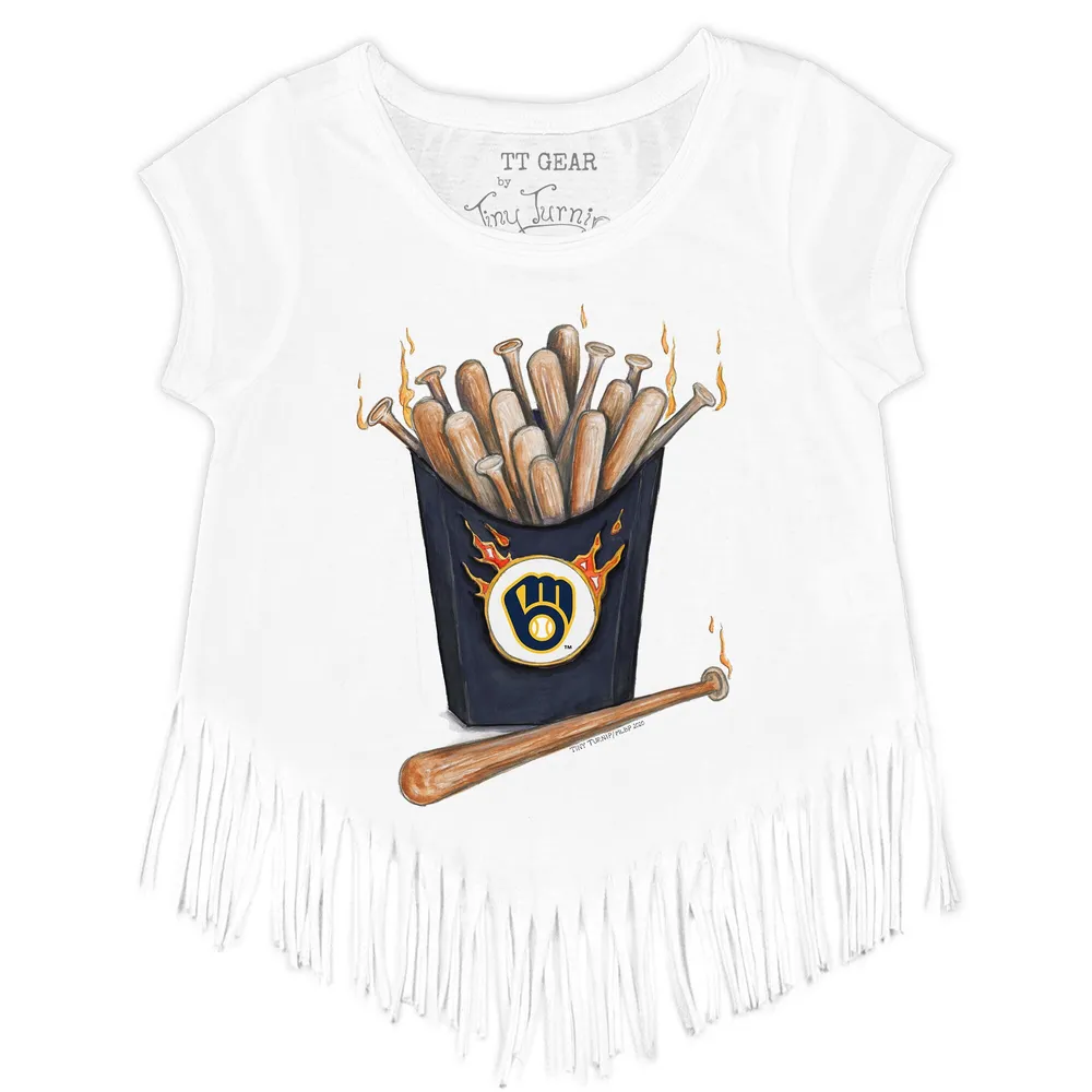 Lids Milwaukee Brewers Tiny Turnip Girls Youth Baseball Pow Fringe T-Shirt