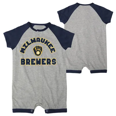 Outerstuff Newborn & Infant Heather Gray St. Louis Cardinals Extra Base Hit Raglan Full-Snap Romper