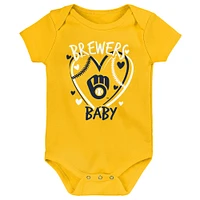 Infant Milwaukee Brewers Slide Home Three-Pack Bodysuit Set