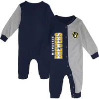 Dormeuse mi-temps Milwaukee Brewers pour bébé bleu marine/gris chiné