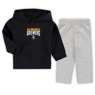 Infant Navy/Heathered Gray Milwaukee Brewers Fan Flare Fleece Hoodie and Pants Set