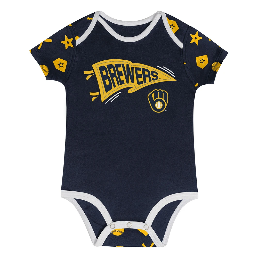 Infant  Navy Milwaukee Brewers On Deck 2-Piece Diaper Cover Set