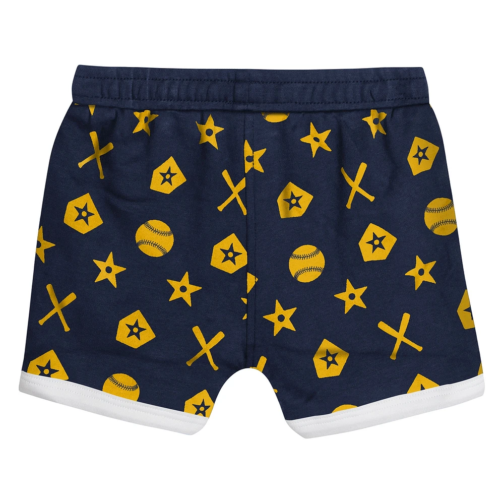 Infant  Navy Milwaukee Brewers On Deck 2-Piece Diaper Cover Set