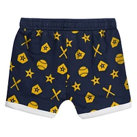 Infant  Navy Milwaukee Brewers On Deck 2-Piece Diaper Cover Set