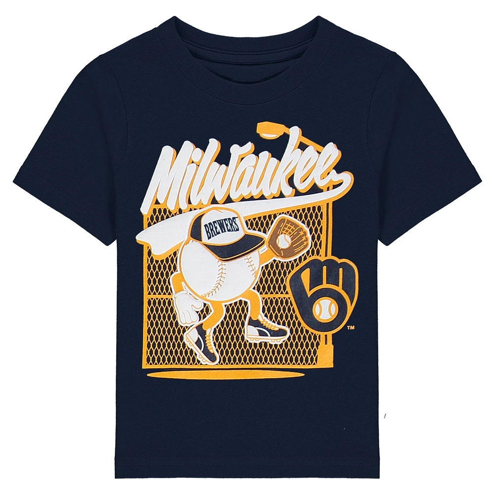 Infant Navy Milwaukee Brewers On the Fence T-Shirt