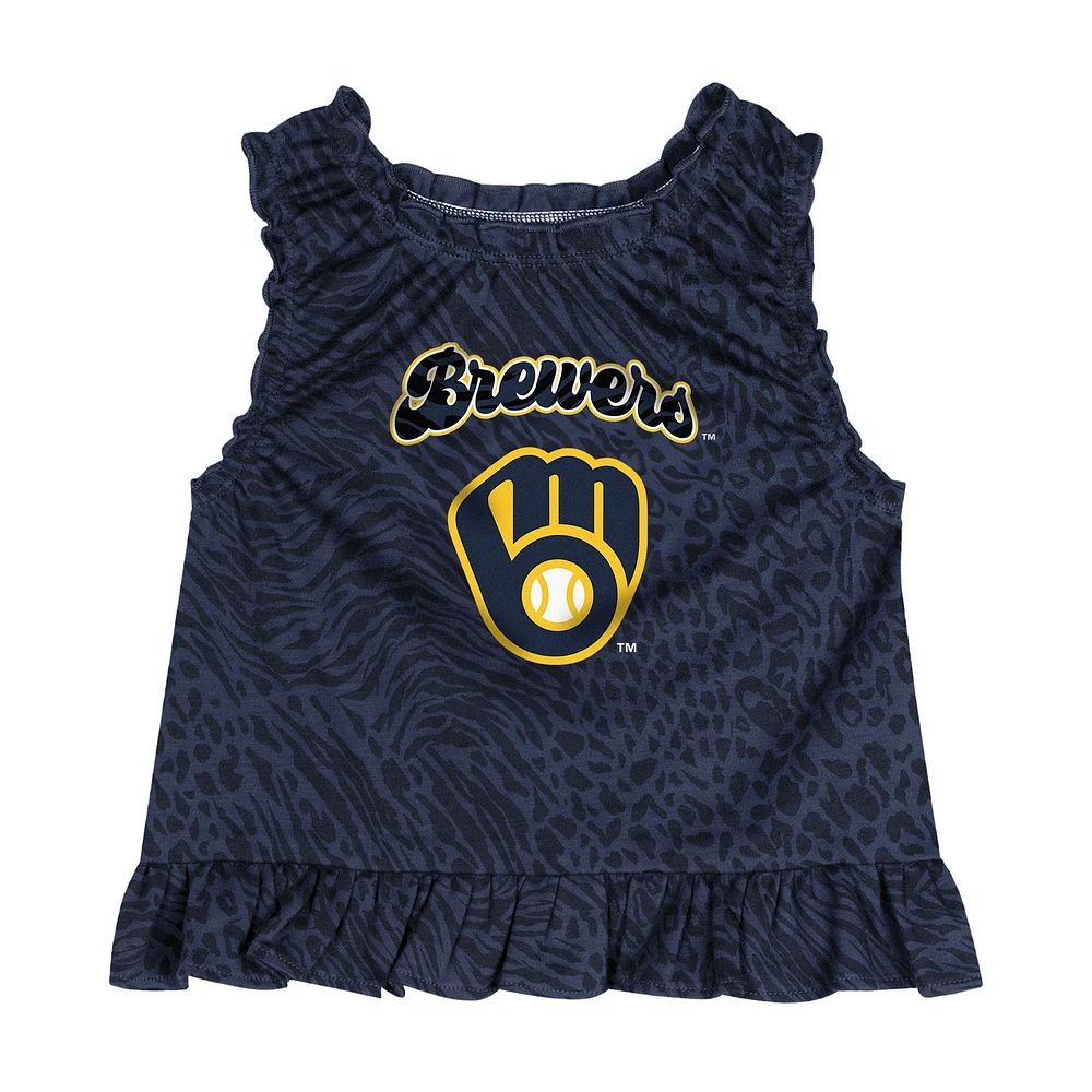 Infant  Navy Milwaukee Brewers Playground Dress & Bloomers Set