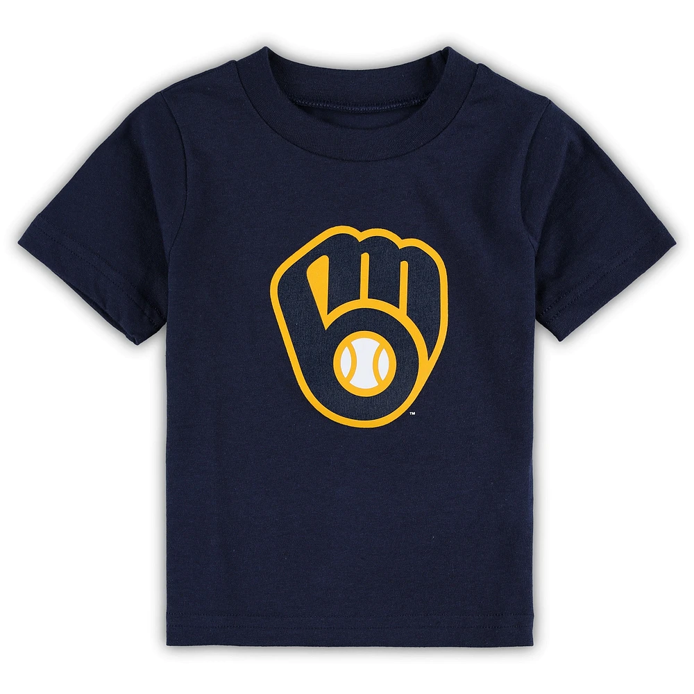 Infant Navy Milwaukee Brewers Team Crew Primary Logo T-Shirt