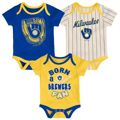 Milwaukee Brewers Infant Future #1 3-Pack Bodysuit Set - Royal/Gold/Cream
