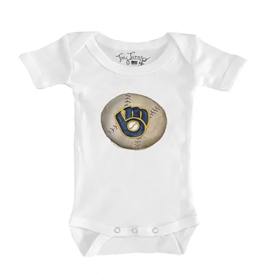 TinyTurnip Milwaukee Brewers Stitched Baseball 3/4 Navy Blue Sleeve Raglan Unisex S