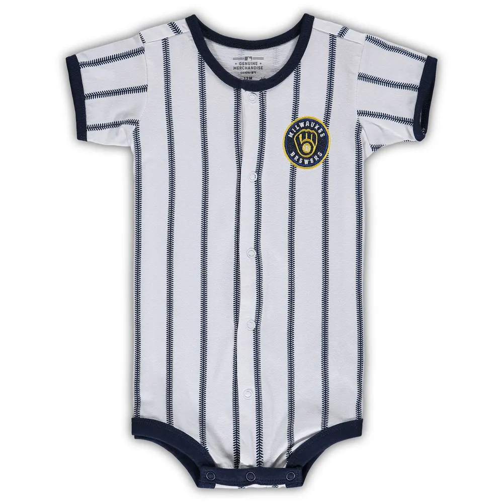 Infant White Chicago Sox Pinstripe Power Hitter Coverall