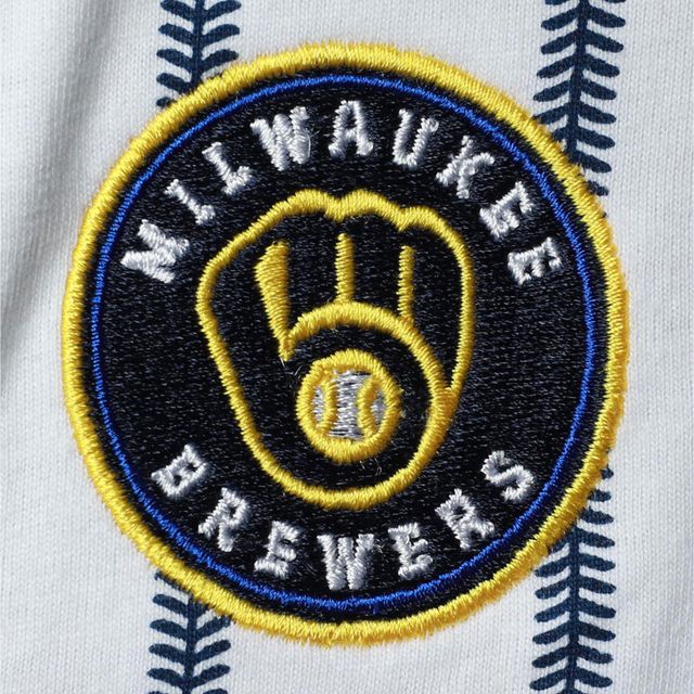 Combinaison blanche Power Hitter des Milwaukee Brewers à fines rayures pour bébé