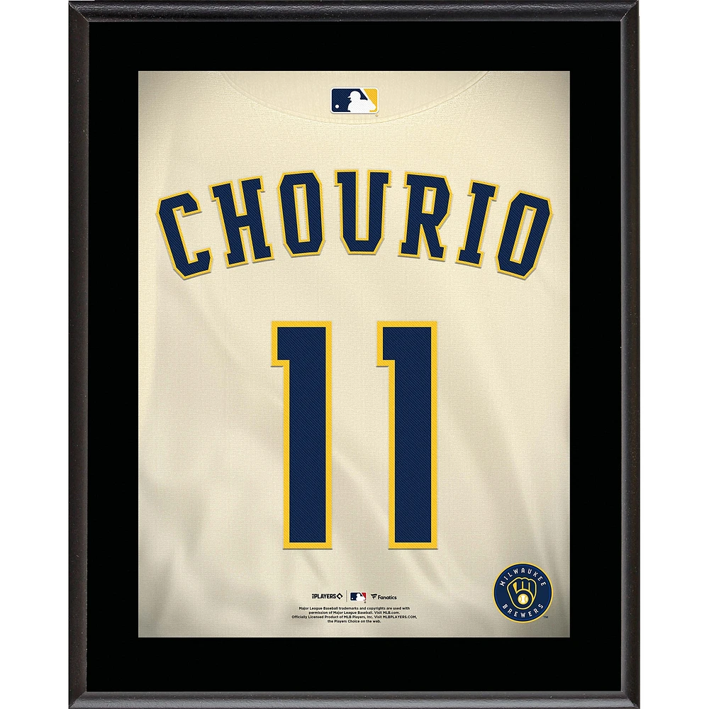 Plaque de joueur sublimée avec numéro de maillot Jackson Chourio Milwaukee Brewers 10,5" x 13"