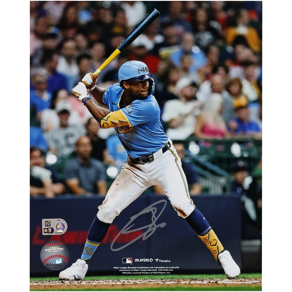 Jackson Chourio Milwaukee Brewers Autographed 8" x 10" Hitting Photograph