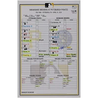 Jackson Chourio Milwaukee Brewers Autographed Game-Used Lineup Card vs. Pittsburgh Pirates on April 24, 2024