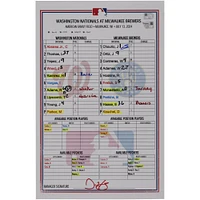 Jackson Chourio Milwaukee Brewers Autographed Game-Used Lineup Card vs. Washington Nationals on July 13, 2024