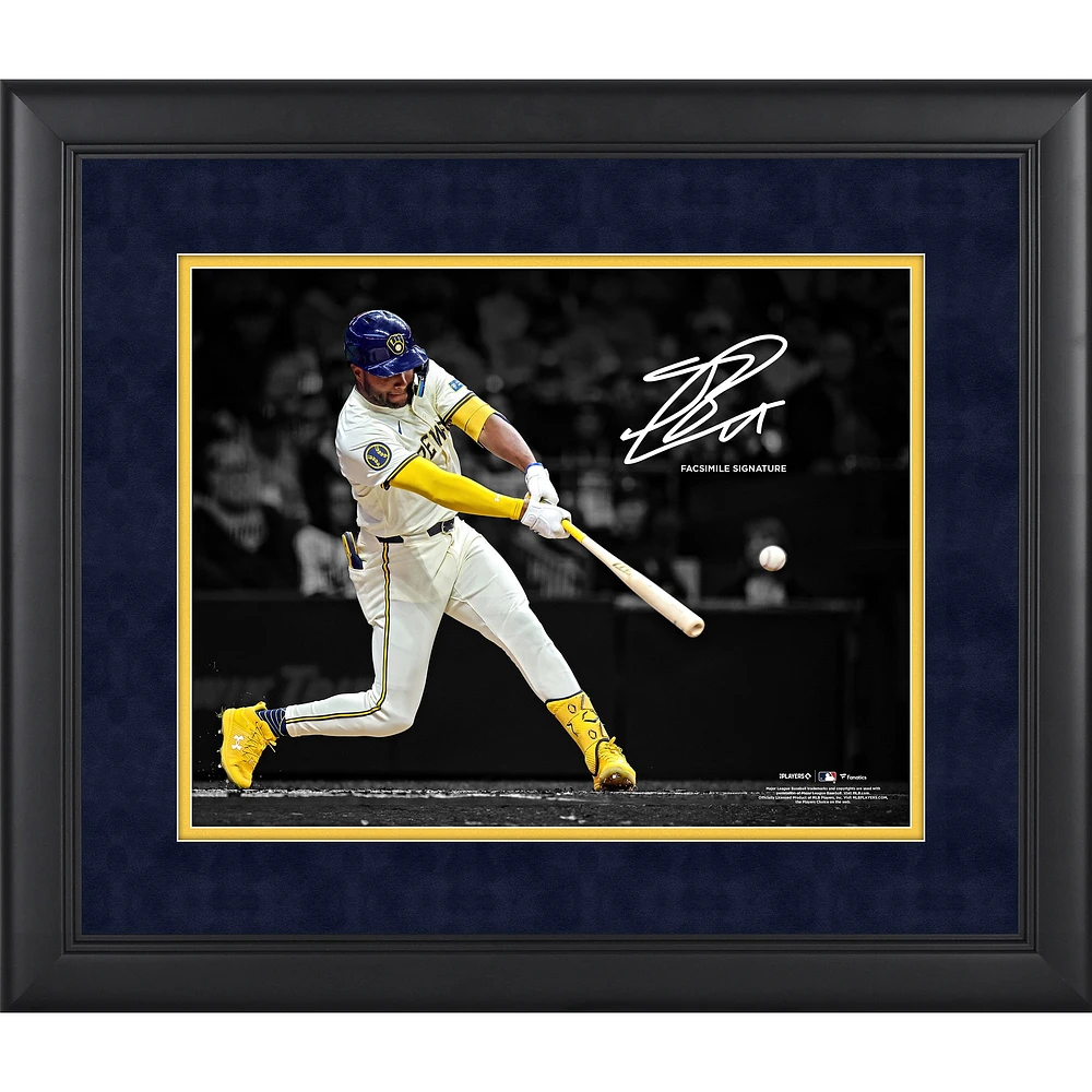 Jackson Chourio Milwaukee Brewers Facsimile Signature Framed 11" x 14" Spotlight Photograph