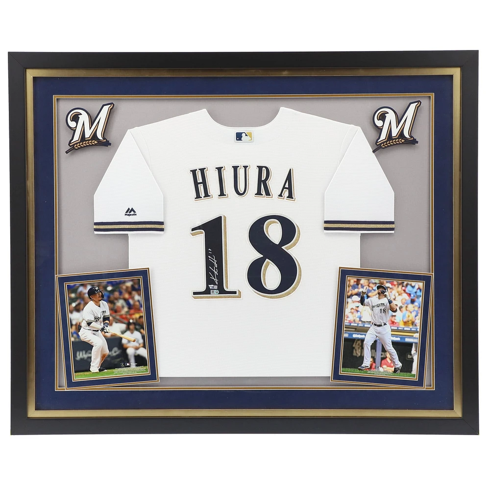 Keston Hiura Milwaukee Brewers Deluxe Framed Autographed White Replica Jersey