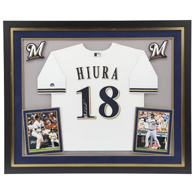 Keston Hiura Milwaukee Brewers Deluxe Framed Autographed White Replica Jersey