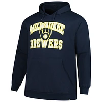 Men's '47  Navy Milwaukee Brewers Big & Tall Velocity Fleece Pullover Hoodie