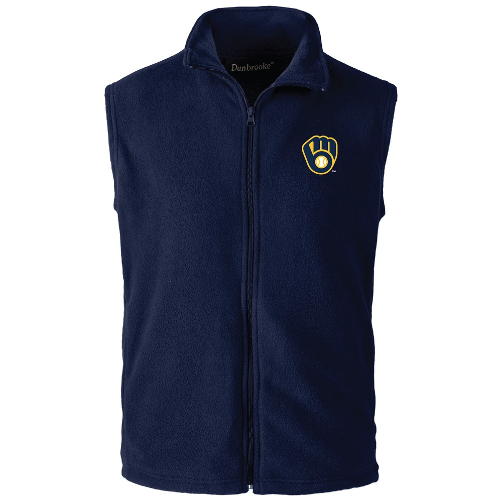 Gilet Dunbrooke bleu marine entièrement zippé pour homme des Milwaukee Brewers
