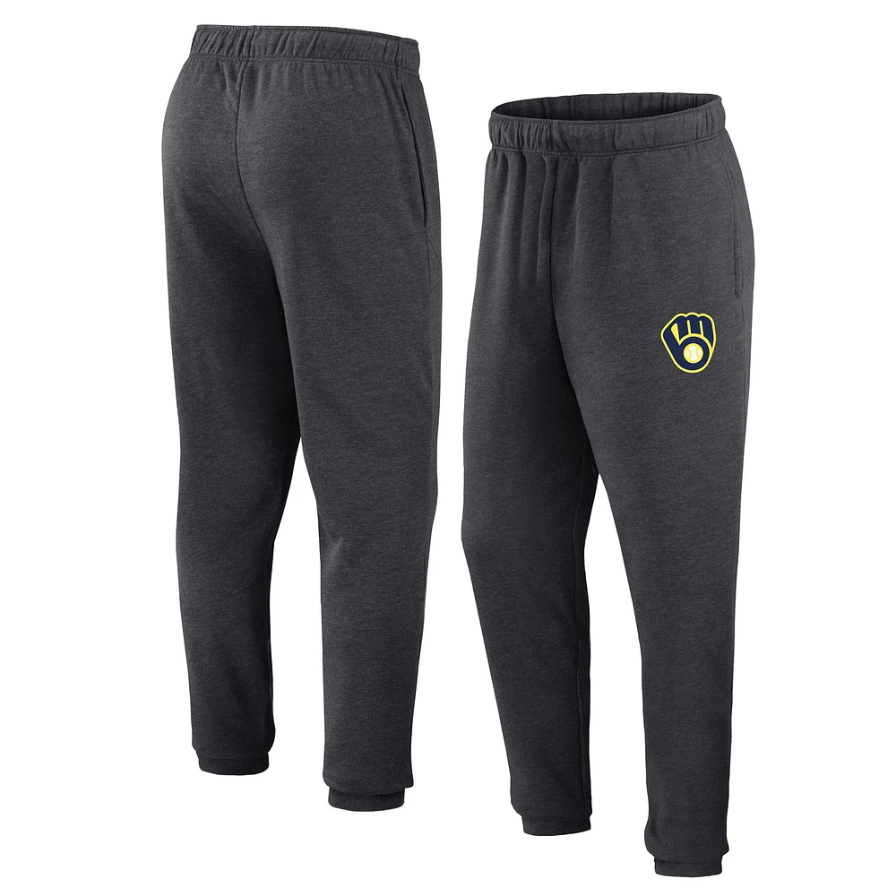 Pantalon de jogging en polaire Fanatics Heather Charcoal Milwaukee Brewers pour hommes