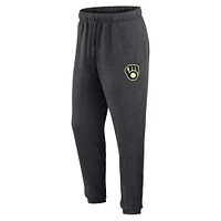 Pantalon de jogging en polaire Fanatics Heather Charcoal Milwaukee Brewers pour hommes