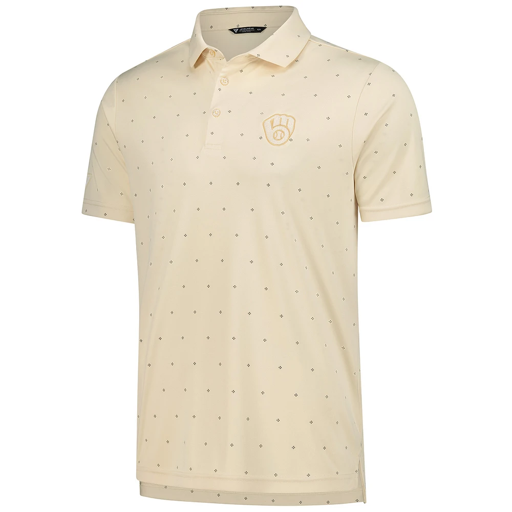 Men's Levelwear  Cream Milwaukee Brewers Vision Polo