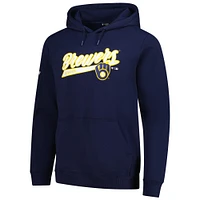 Sweat à capuche en polaire bleu marine Levelwear Podium des Milwaukee Brewers pour homme