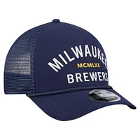 Men's New Era  Navy Milwaukee Brewers Minimalist 9FORTY A-Frame Adjustable Hat