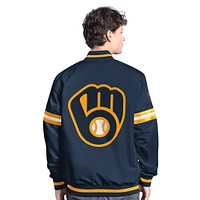 Men's Starter  Navy Milwaukee Brewers Scout Full-Snap Varsity Jacket