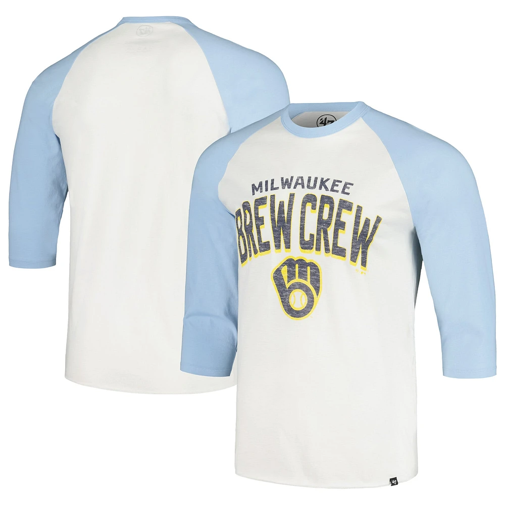 T-shirt à manches 3/4 crème '47 Milwaukee Brewers City Connect Crescent Franklin Raglan pour hommes