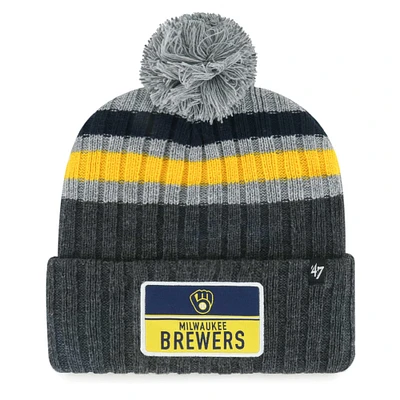 Bonnet en tricot à revers pile '47 Milwaukee Brewers gris pour hommes avec pompon