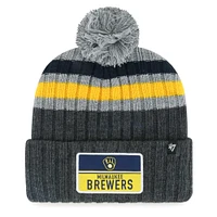 Bonnet en tricot à revers pile '47 Milwaukee Brewers gris pour hommes avec pompon