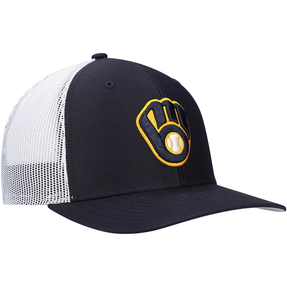 Men's '47 Navy/White Milwaukee Brewers Primary Logo Trucker Snapback Hat