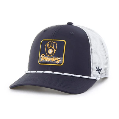 Men's '47 Navy/White Milwaukee Brewers Scratch Adjustable Trucker Hat