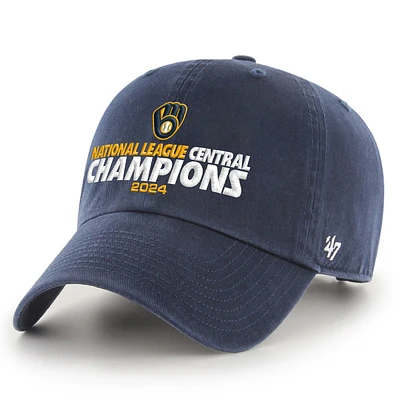 Men's '47 Navy Milwaukee Brewers 2024 NL Central Division Champions Clean Up Adjustable Hat