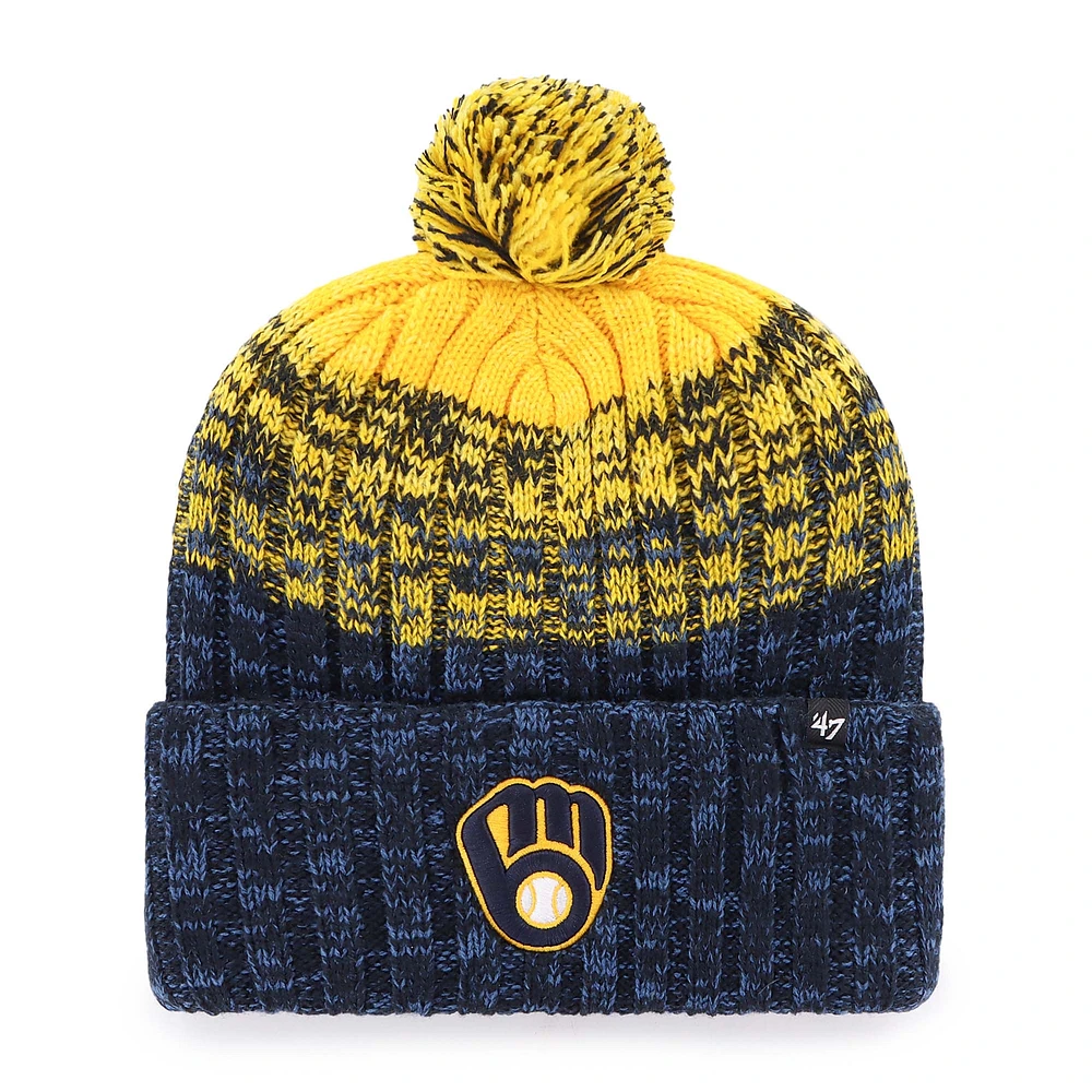 Bonnet en tricot à revers avec pompon Milwaukee Brewers '47 bleu marine pour homme