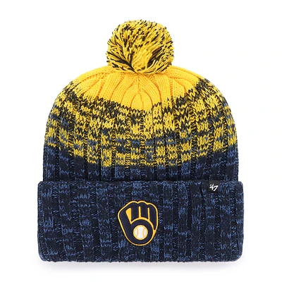 Bonnet en tricot à revers avec pompon Milwaukee Brewers '47 bleu marine pour homme