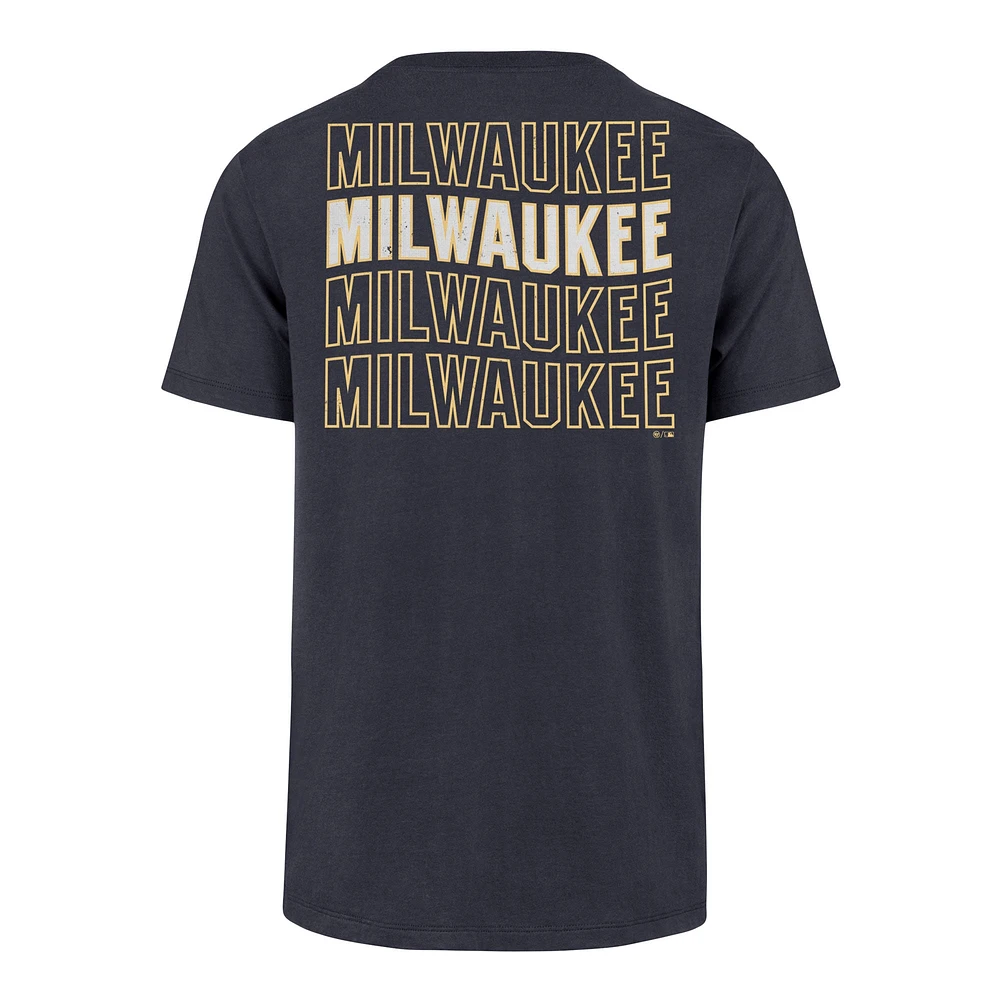 Men's '47 Navy Milwaukee Brewers Hang Back Franklin T-Shirt