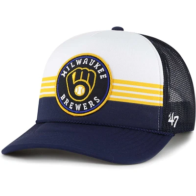 Men's '47 Navy Milwaukee Brewers Lift Off Foam Front Mesh Trucker Adjustable Hat