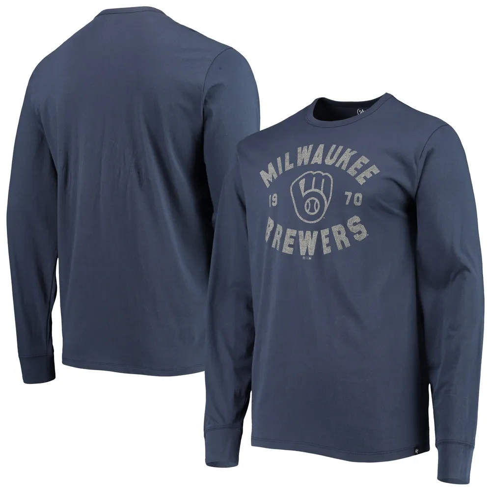 Men's '47 Navy Milwaukee Brewers Irving Long Sleeve T-Shirt Size: Small