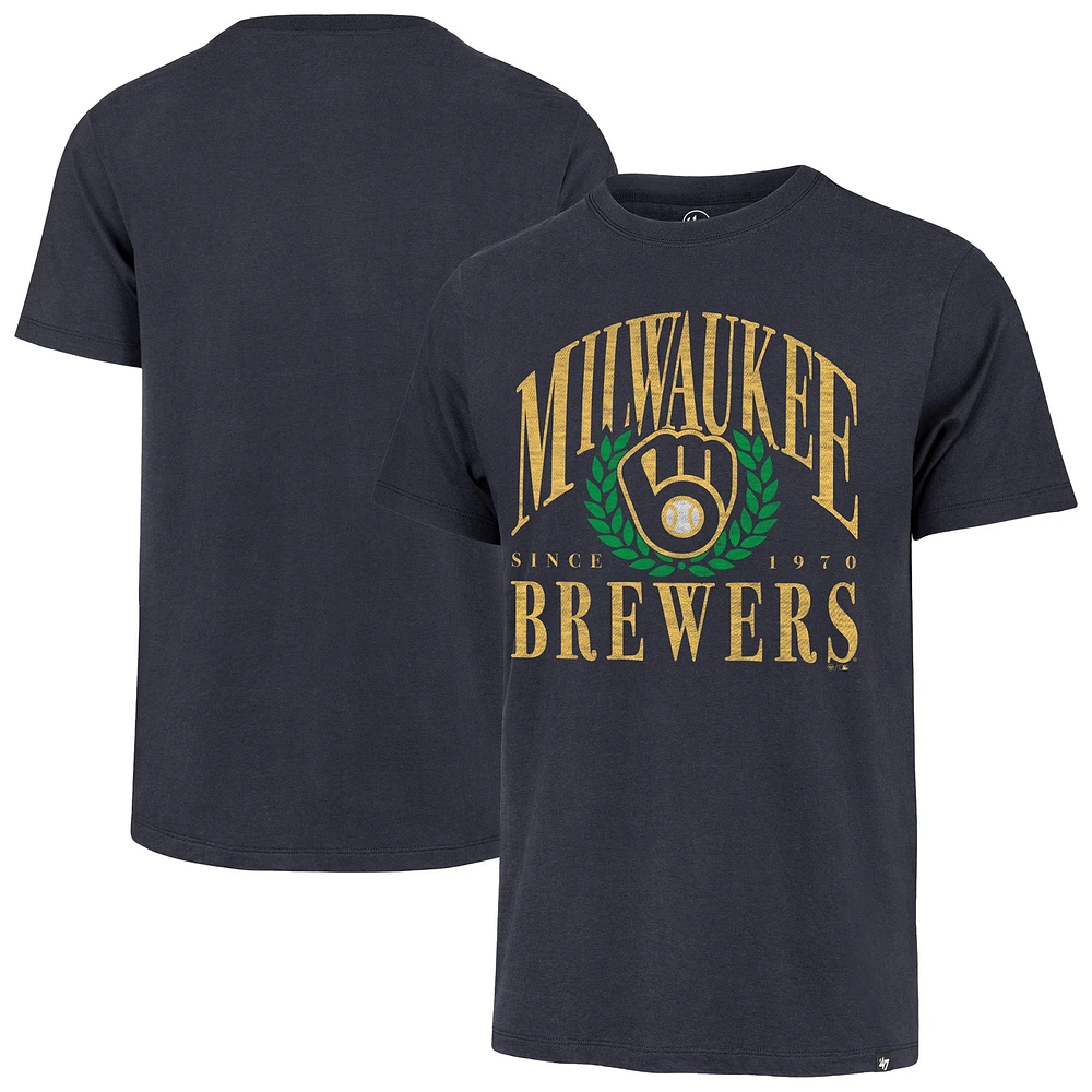Men's '47 Navy Milwaukee Brewers Pitchout Franklin T-Shirt