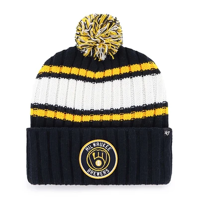 Men's '47  Navy Milwaukee Brewers Plateau Cuffed Knit Hat with Pom