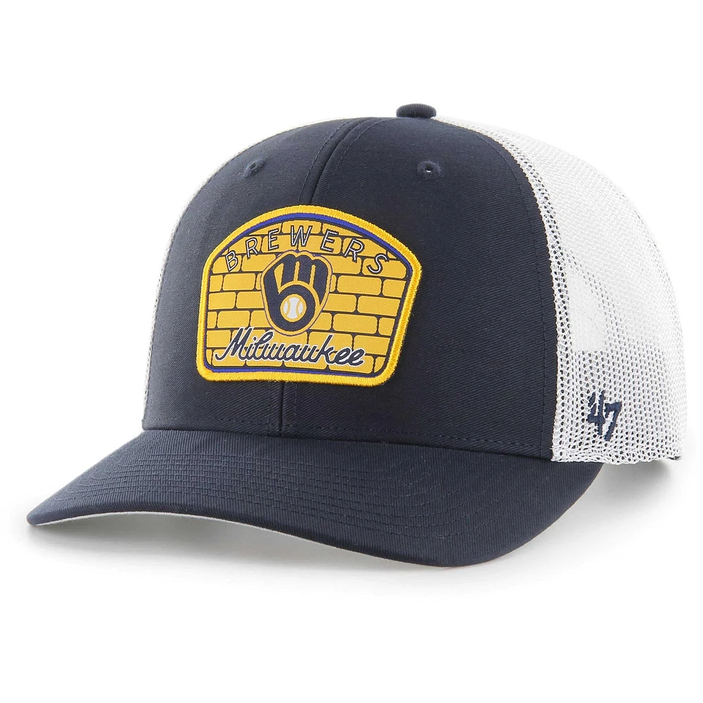 Casquette réglable de camionneur avec patch régional rétro '47 Navy Milwaukee Brewers pour hommes