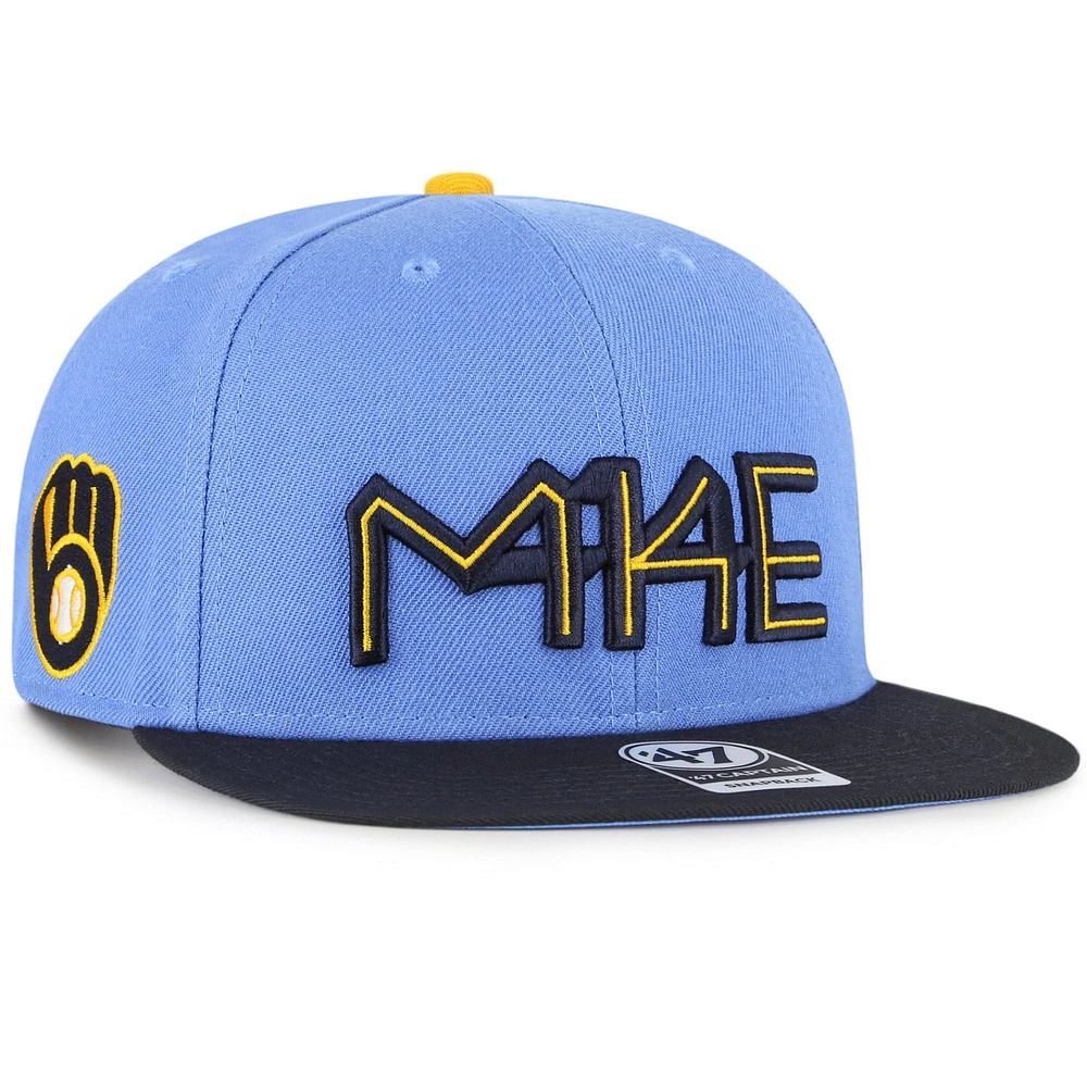 Casquette '47 Powder Blue Milwaukee Brewers 2022 City Connect Captain Snapback pour homme