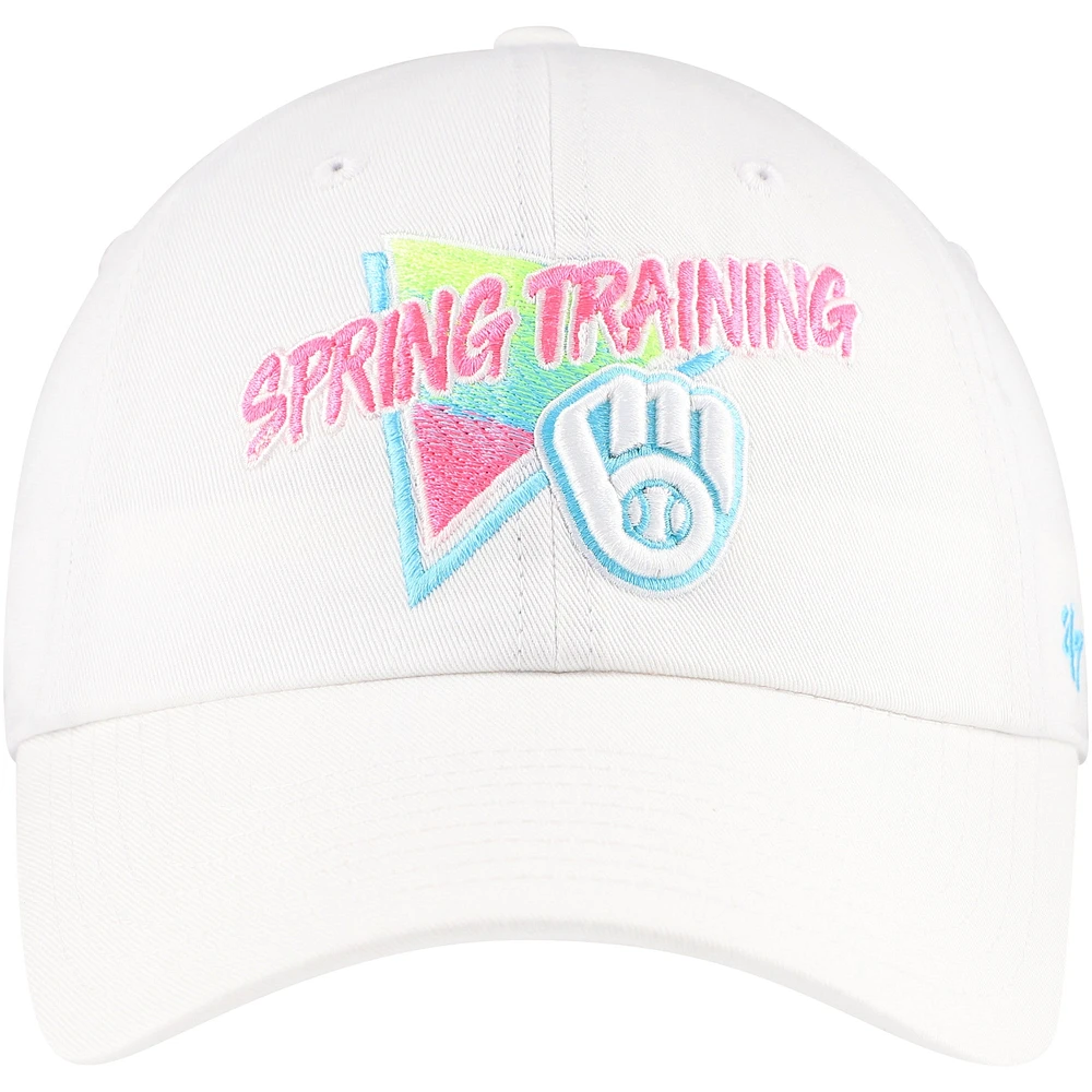 Men's '47 White Milwaukee Brewers 2024 Spring Training Vapor Wave Clean Up Adjustable Hat