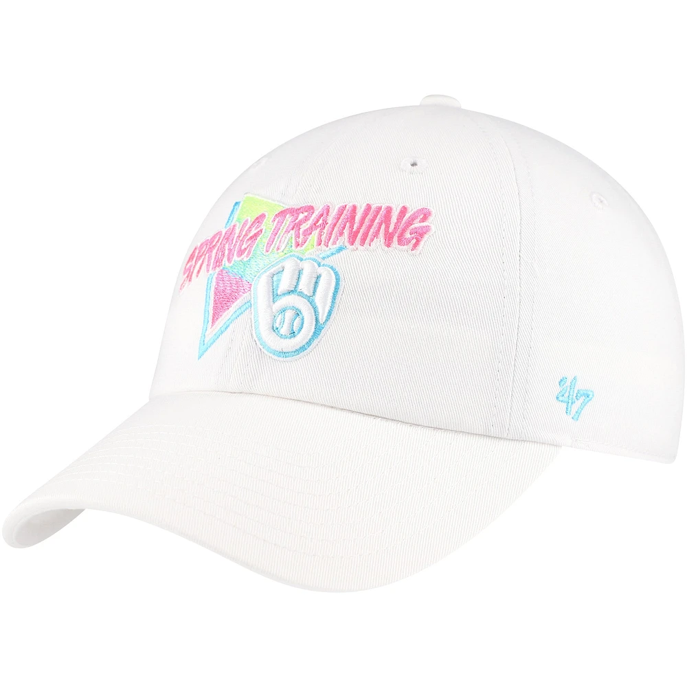 Men's '47 White Milwaukee Brewers 2024 Spring Training Vapor Wave Clean Up Adjustable Hat