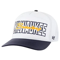 Casquette ajustable blanche '47 pour homme des Milwaukee Brewers Lineman Hitch