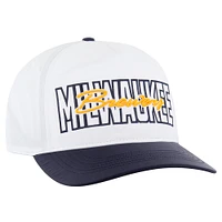 Casquette ajustable blanche '47 pour homme des Milwaukee Brewers Lineman Hitch