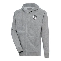 Sweat à capuche entièrement zippé Antigua Heather Grey Milwaukee Brewers Metallic Victory pour homme